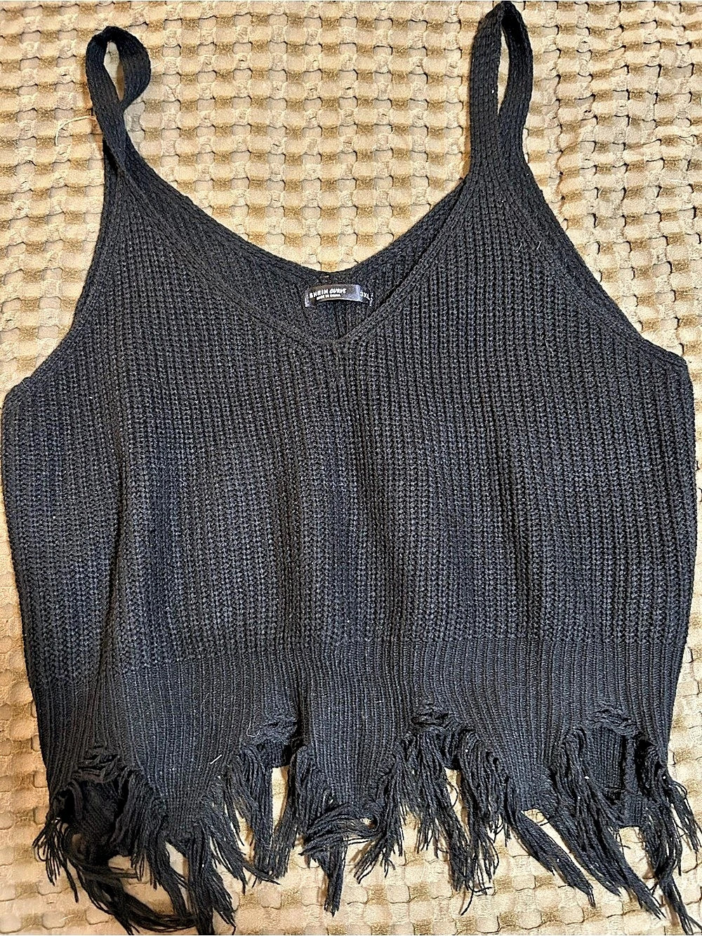 SHEIN Black Fringe Knit Camisole